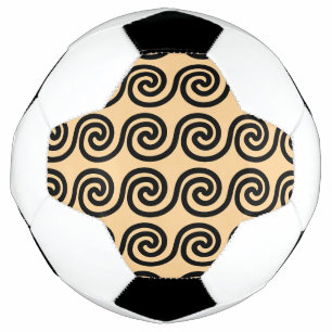 Greek Meander Key Waves Pattern Brown Soccer Ball