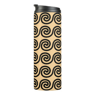 Greek Meander Key Waves Pattern Brown Thermal Tumbler
