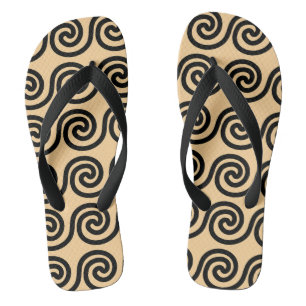 Greek Meander Key Waves Pattern Brown Thongs