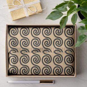 Greek Meander Key Waves Pattern Brown Tissue Paper