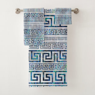 Greek Meander Pattern - Greek Key Ornament Bath Towel Set