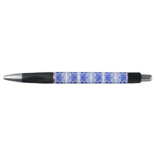 Greek Mediterranean Arabesque Pattern Blue