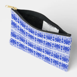 Greek Mediterranean Arabesque Pattern Blue Accessory Pouch