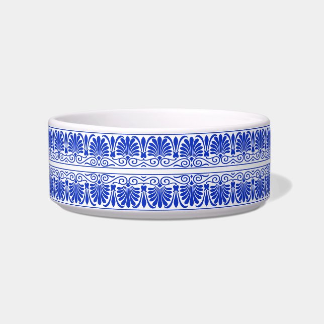Greek Mediterranean Arabesque Pattern Blue Bowl (Front)