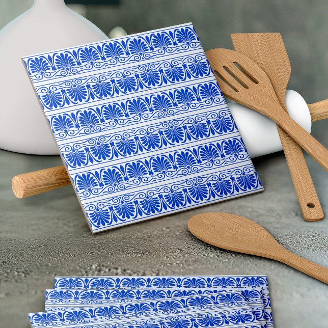 Greek Mediterranean Arabesque Pattern Blue Ceramic Tile (Creator Uploaded)