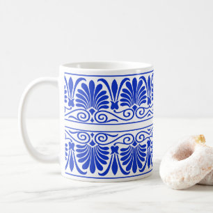 Greek Mediterranean Arabesque Pattern Blue Coffee Mug