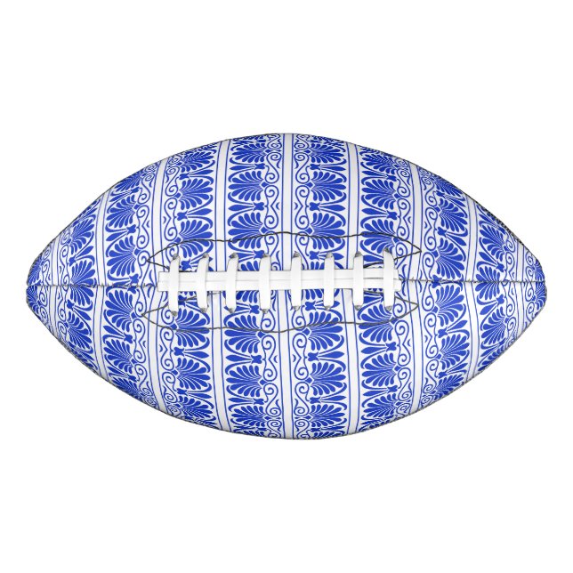 Greek Mediterranean Arabesque Pattern Blue Football (Front)