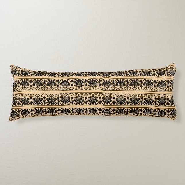 Greek Mediterranean Arabesque Pattern Brown Body Cushion (Front)