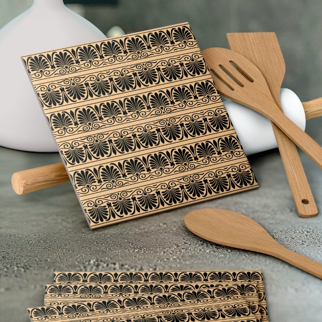 Greek Mediterranean Arabesque Pattern Brown Ceramic Tile (Creator Uploaded)