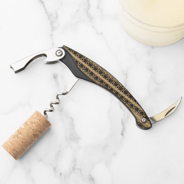 Greek Mediterranean Arabesque Pattern Brown Corkscrew (Front)
