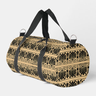 Greek Mediterranean Arabesque Pattern Brown Duffle Bag