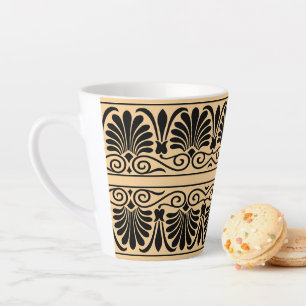 Greek Mediterranean Arabesque Pattern Brown Latte Mug