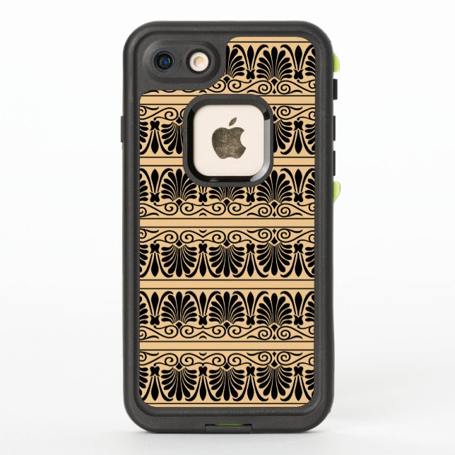 Greek Mediterranean Arabesque Pattern Brown LifeProof iPhone Case (Back)
