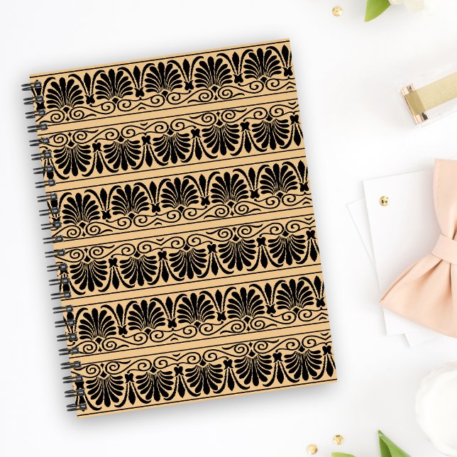 Greek Mediterranean Arabesque Pattern Brown Notebook (Creator Uploaded)