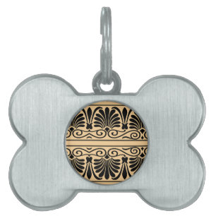 Greek Mediterranean Arabesque Pattern Brown Pet ID Tag