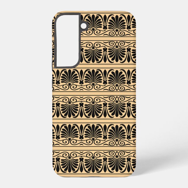Greek Mediterranean Arabesque Pattern Brown Samsung Galaxy S22+ Case (Back)