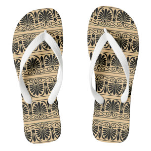 Greek Mediterranean Arabesque Pattern Brown Thongs