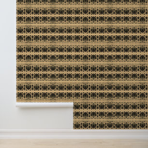 Greek Mediterranean Arabesque Pattern Brown Wallpaper