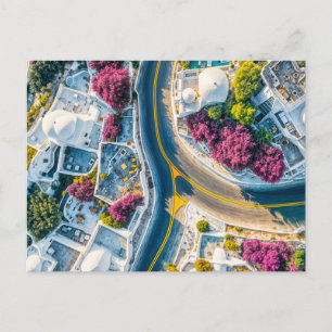 Greek Mountain Village Street with Bougainvillea Holiday Postcard