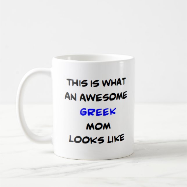 greek mum, awesome coffee mug (Left)