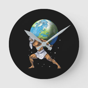 Greek Mythology God Atlas Round Clock