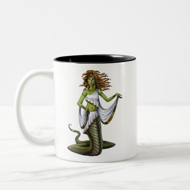 Greek Mythology Goddess Medusa Two-Tone Coffee Mug (Left)