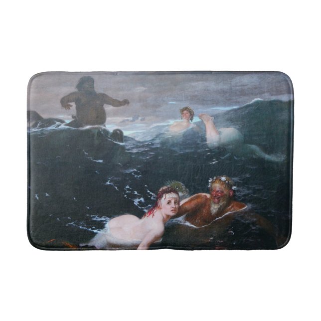 Greek Nymphs and Satyrs Playing in the Waves Bath Mat (Front)