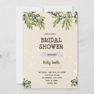 Greek olive theme party bridal shower invitation