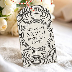 Greek or Roman Toga themed party with meander Gift Tags