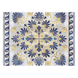 Greek Ornament Abalone Shell and Gold Tablecloth