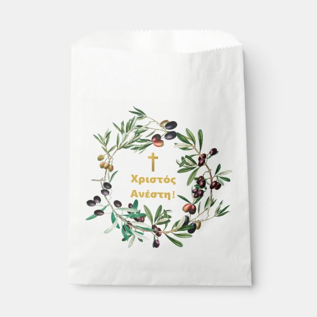 Greek Orthodox Χριστός Ανέστη! Olive Branches  Favour Bag (Front)