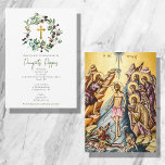 Greek Orthodox Christening Baptism Olives Greenery Invitation<br><div class="desc">A beautiful Baptism design showcasing watercolor olives and greenery,  gold Cross and a Greek Orthodox icon of the Baptism of Christ on the reverse of the card. A religious design ideal for a baby boy's or girl's Baptism Christening. Matching stationery and décor can be viewed in this design's collection.</div>