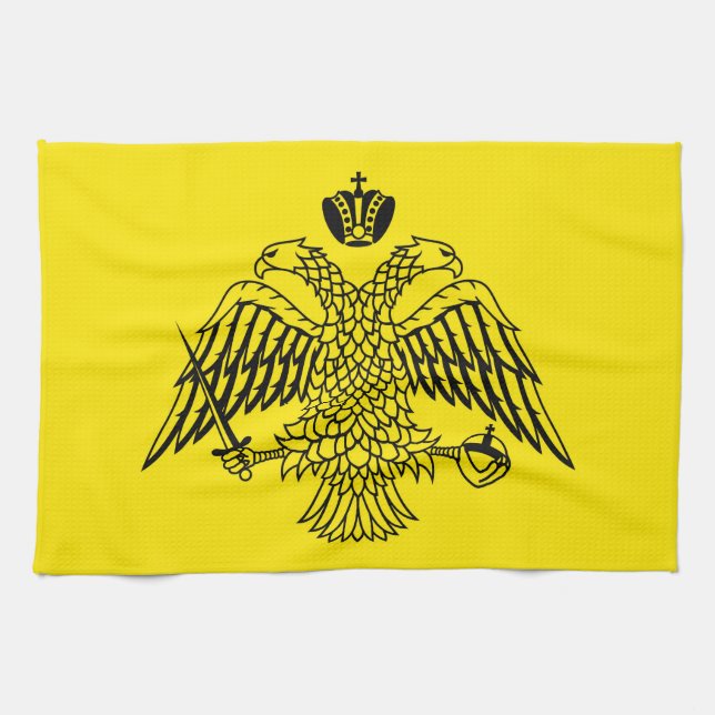 Greek Orthodox Church flag Mount Athos religious Tea Towel (Horizontal)