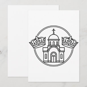 Greek Orthodox Church With Two Wedding Crowns Invitation