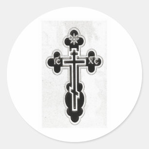 Greek Orthodox Cross Classic Round Sticker