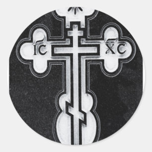 Greek Orthodox Cross Classic Round Sticker