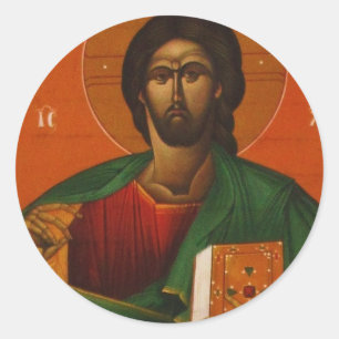 GREEK ORTHODOX ICON JESUS CHRIST CLASSIC ROUND STICKER
