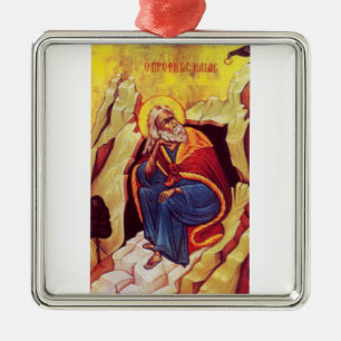 Greek orthodox icon of Prophet Elijah Metal Ornament