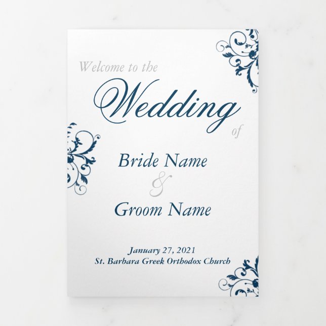 Greek Orthodox Trifold Wedding Program (Cover)