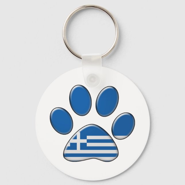 Greek patriotic cat key ring (Front)