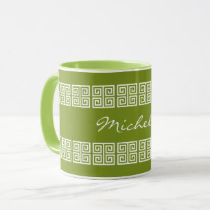 Greek Pattern custom name mugs
