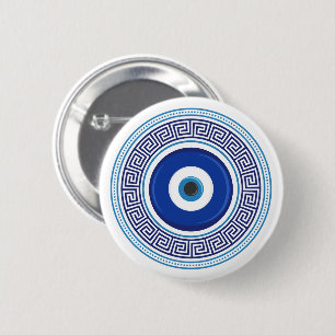 Greek Pattern Evil Eye Nazar 6 Cm Round Badge