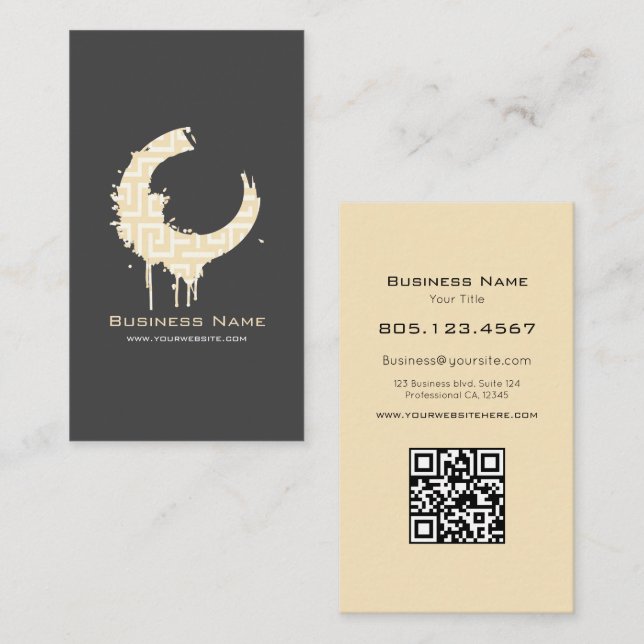 Greek Pattern Paint Swirl Design – Custom Editable Business Card (Front/Back)