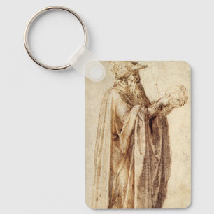Greek Philosopher with Human Skull by Michelangelo Key Ring