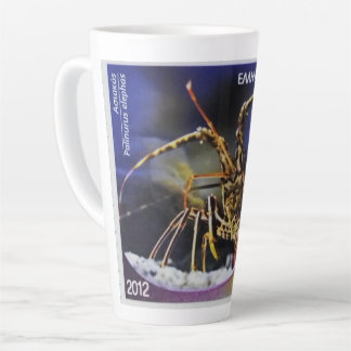 Greek postage stamp  Common spiny lobster  Latte Mug