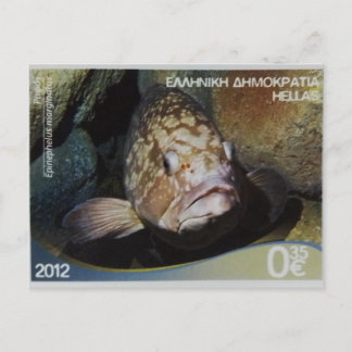 Greek postage stamp Dusky Grouper Postcard