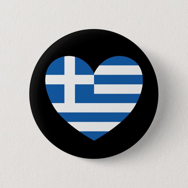 Greek Pride Flag Love Heart 6 Cm Round Badge (Front)