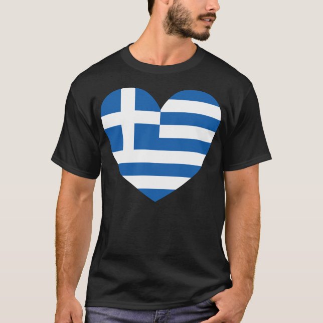 Greek Pride Flag Love Heart T-Shirt (Front)