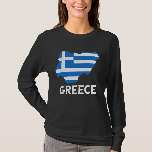 Greek Pride Hellenic Hellenes Greece Flag Map Gree T-Shirt (Front)
