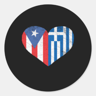 Greek Puerto Rican Flag Love Greece Puerto Rico Classic Round Sticker